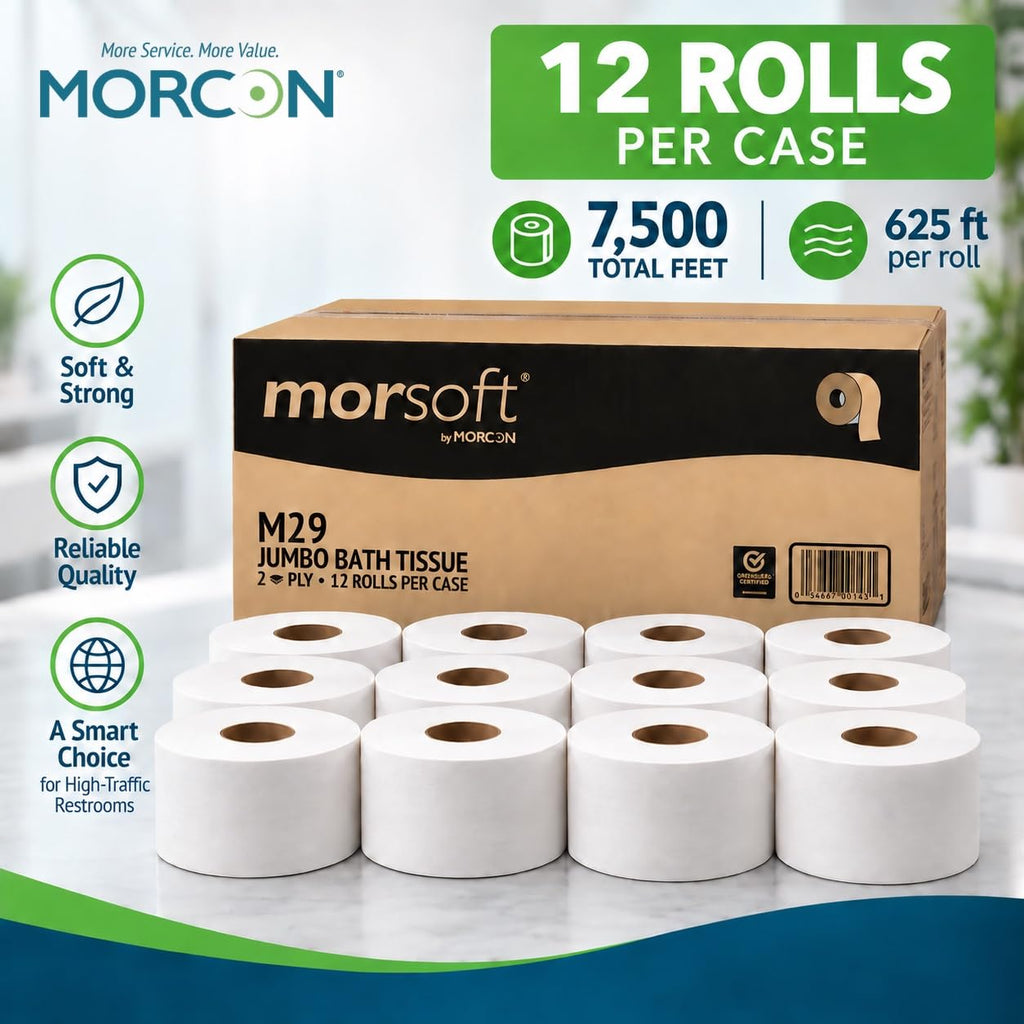 Universal Jumbo Roll Toilet Paper, White, 2-Ply, 625 Ft, 12 Rolls