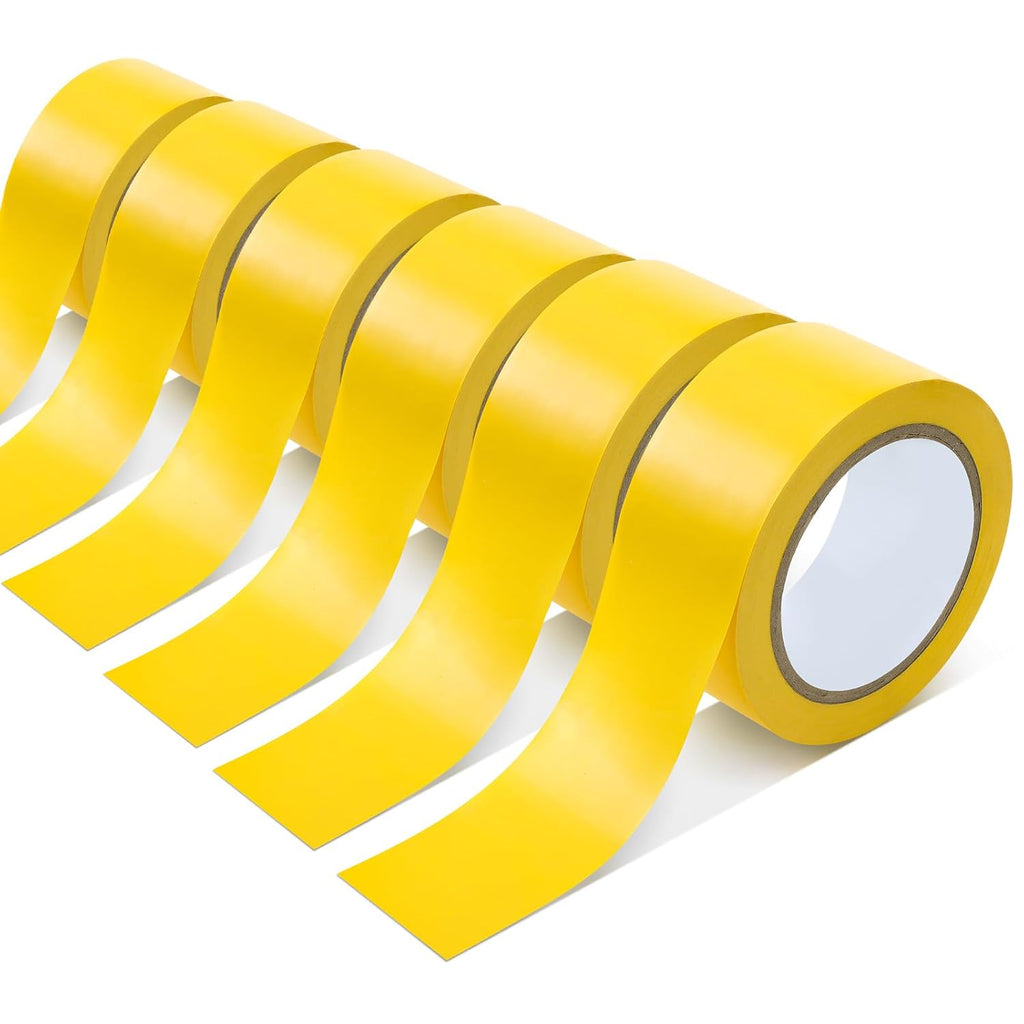 6 Rolls Floor Marking Tape 2" X100' Yellow Durable Duct Marking Tape
