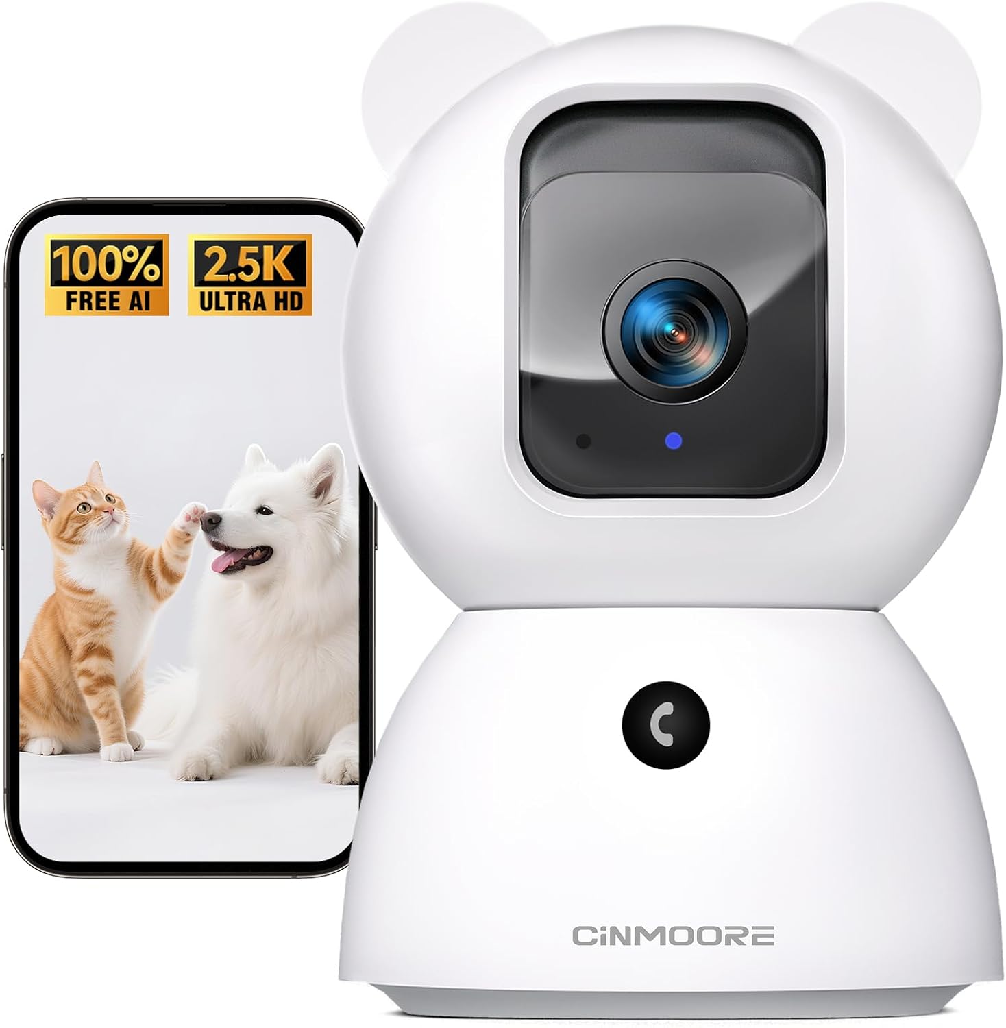 2.5K Pet Camera Indoor with Phone App, Dog/Cat Camera | 4MP Indoor Camera for Home Security, Baby Monitor with Free