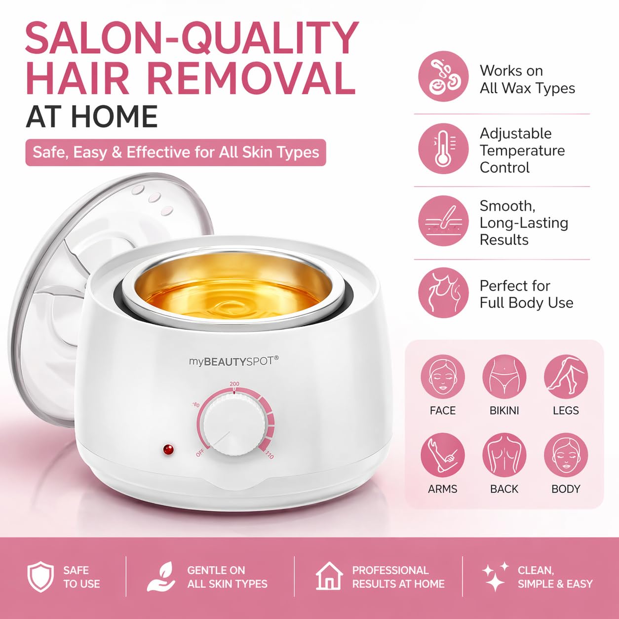 Wax Warmer for Hair Removal Kit - Electric Wax Machine for Women at Home - Full Body Bikini Brazilian - Includes Hard