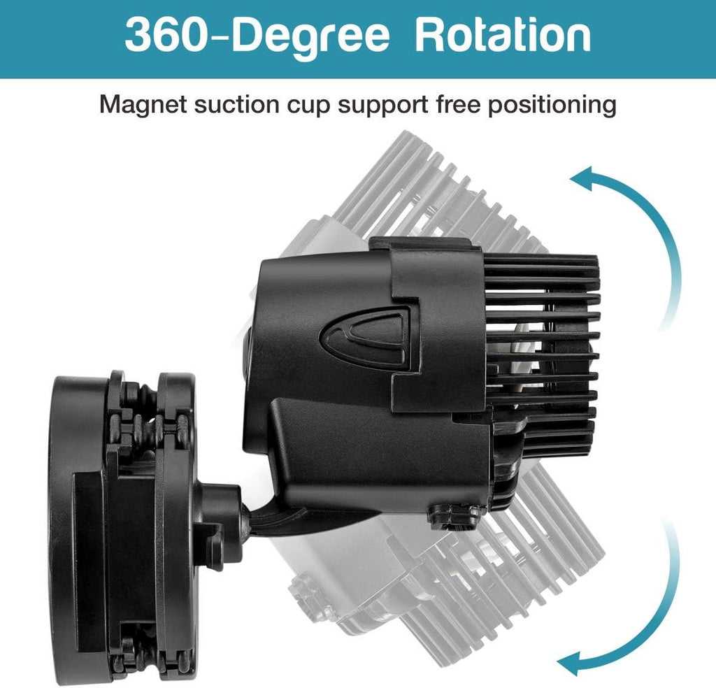 Wave Maker, 530GPH Aquarium Circulation Pump | 360 Degree Rotatable Submersible Powerhead with Magnet Suction Base