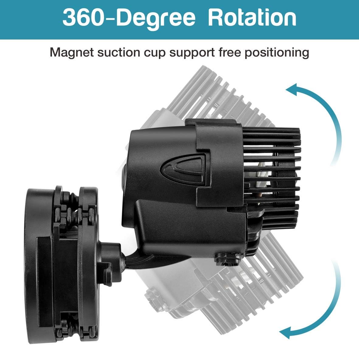 Wave Maker, 530GPH Aquarium Circulation Pump | 360 Degree Rotatable Submersible Powerhead with Magnet Suction Base