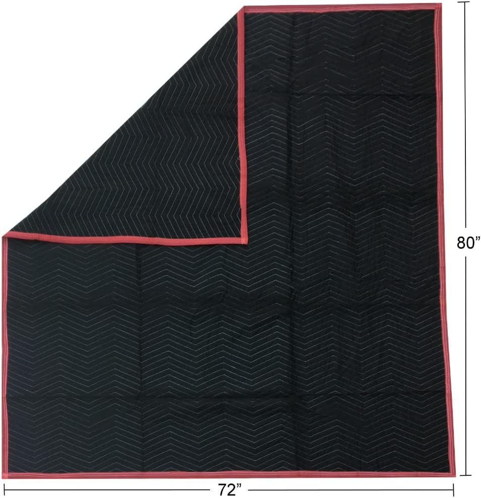 Deluxe Moving Blankets, 6 Pack, Black/Red, 72" x 80"