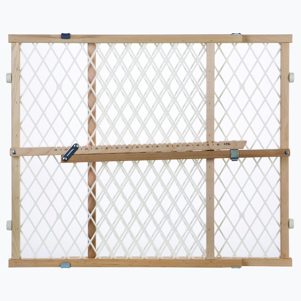 Diamond Mesh Wooden Baby Gate: Pressure Mounted Baby Gate for Doorways - Adjustable 26.5 to 42 Inches Wide - 23