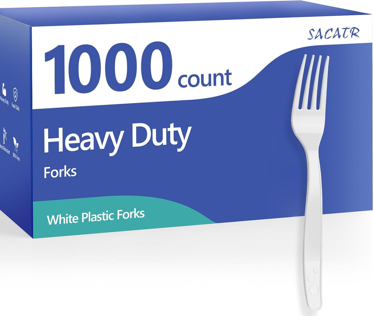 1000 Count White Plastic Forks Heavy Duty