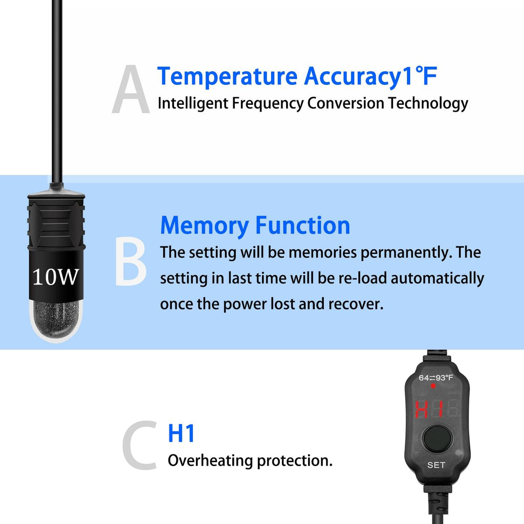 Mini Aquarium Heater 5V/2A USB 10W Small Fish Tank Heater for Tanks 1 Gal