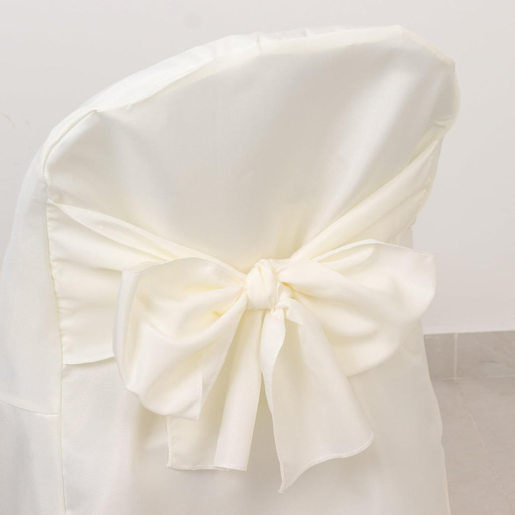 Efavormart 10 Pack Ivory Linen Polyester Folding Chair Covers for Party Dining Chairs Reusable Wedding Chair