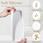 Silicone Bathroom Tray Small Vanity Tray Kitchen Counter Decor, White