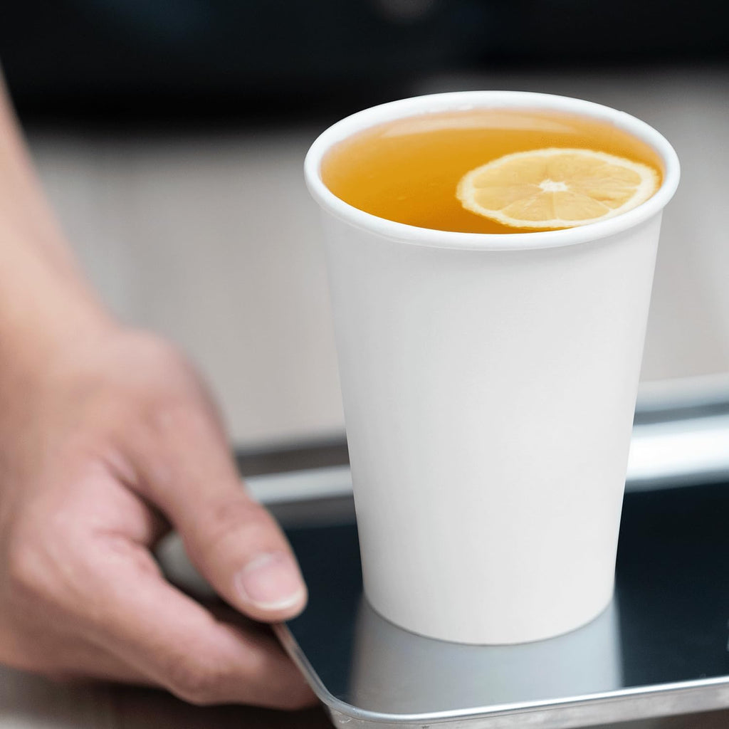 12 oz Paper Coffee Cup [1,000 ct] White Disposable Cup for Hot/ Cold Drinks and Beverages | 3.54" Diameter (C-K512W)