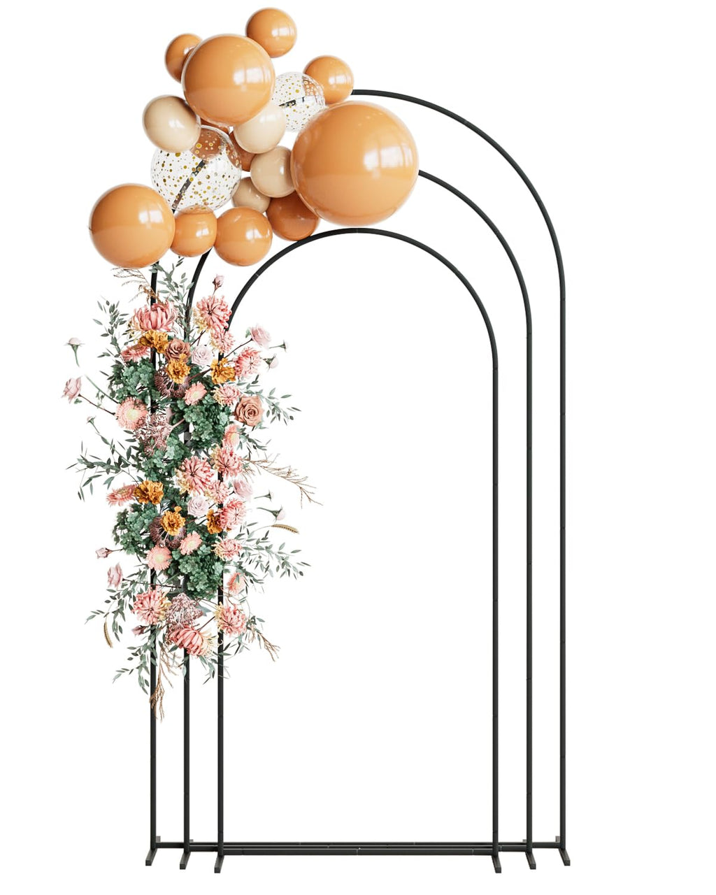 Wedding Arch, Metal Arch Backdrop Stand, Black, 7.2FT, 6.6FT, 6FT