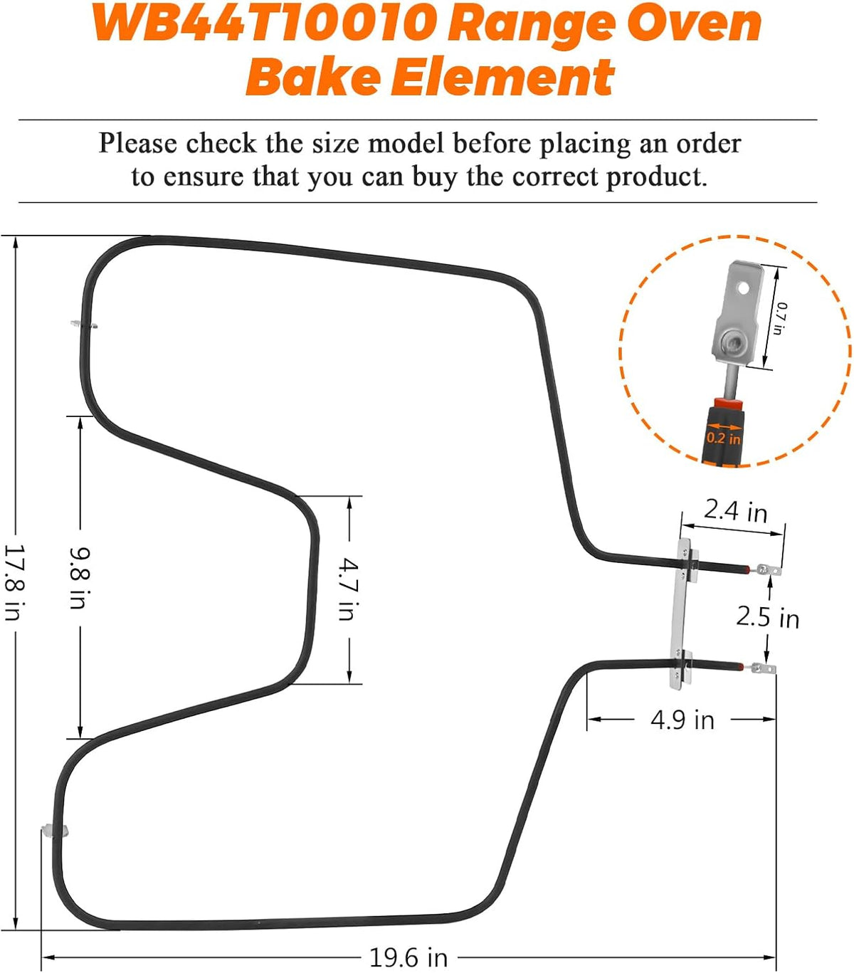 WB44T10010 Range Oven Bake Element by Blutoget-Fit for GE Spectra Oven Element Ken 911 Oven Bottom Heating Element 91195291990 JBS55WK2WW JBP62DM2BB JBP67BH1WH JBP64WB4WW Replaces 770549 AP2030996