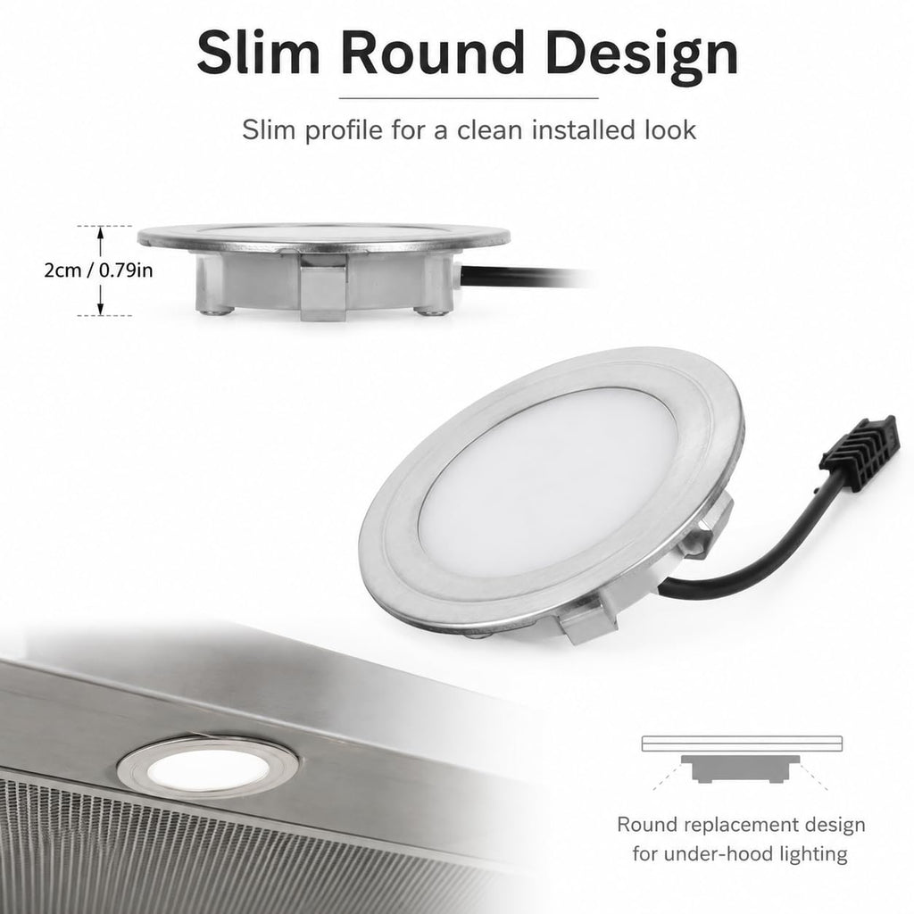 GLEAVI 12V 68mm Range Hood Light: Round LED Replacement Bulb Assembly