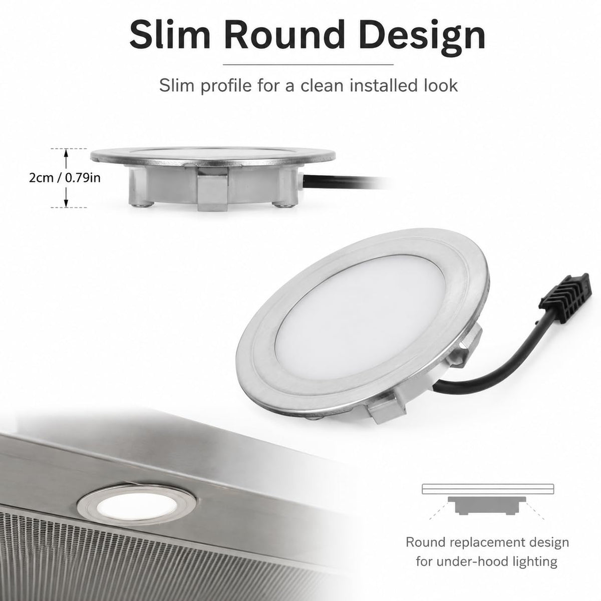 GLEAVI 12V 68mm Range Hood Light: Round LED Replacement Bulb Assembly