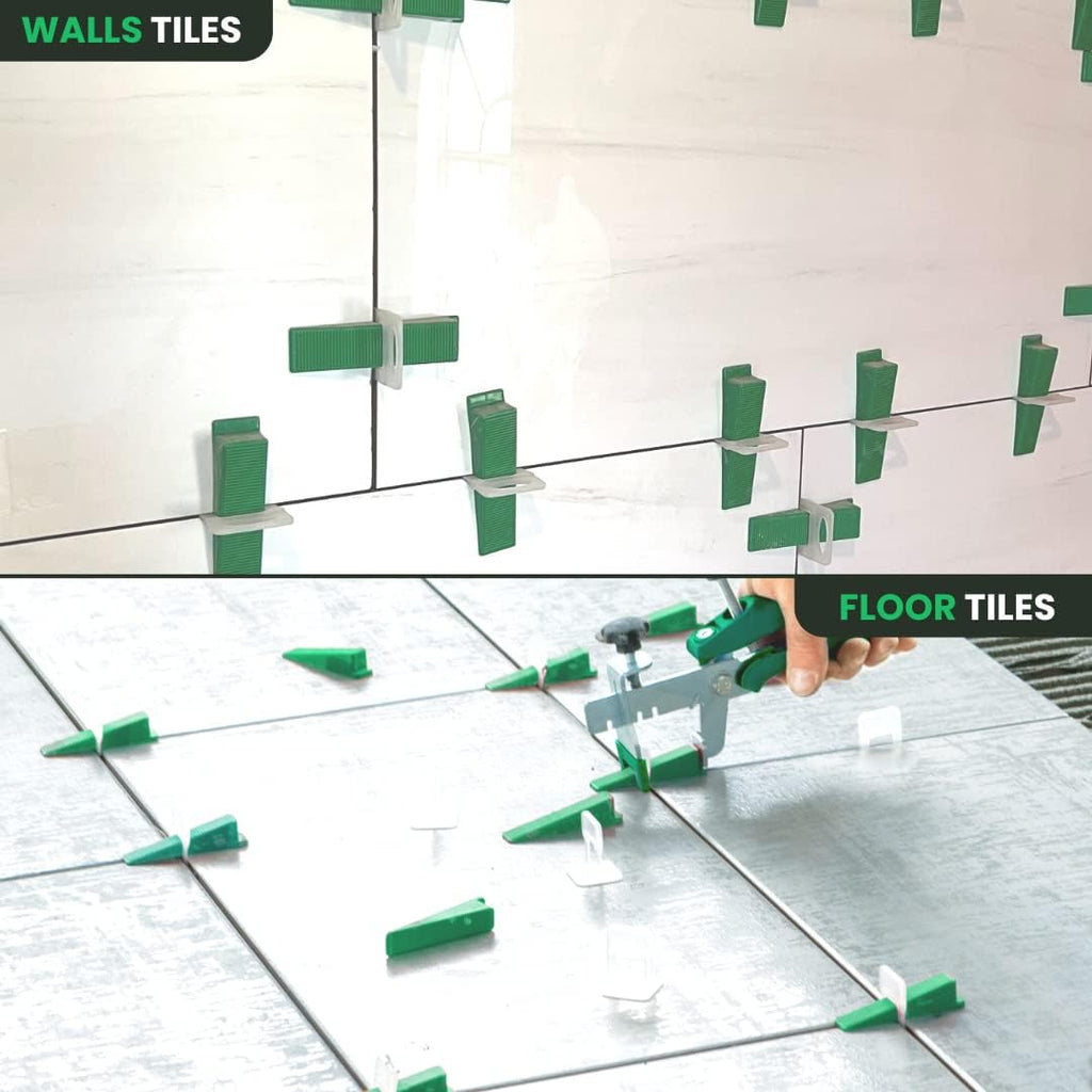 Tile Leveling System with 1 Plier, 300 Wedges, 300 1/16" Clips - Tile Spacer Leveling System Kit for Perfect Tile