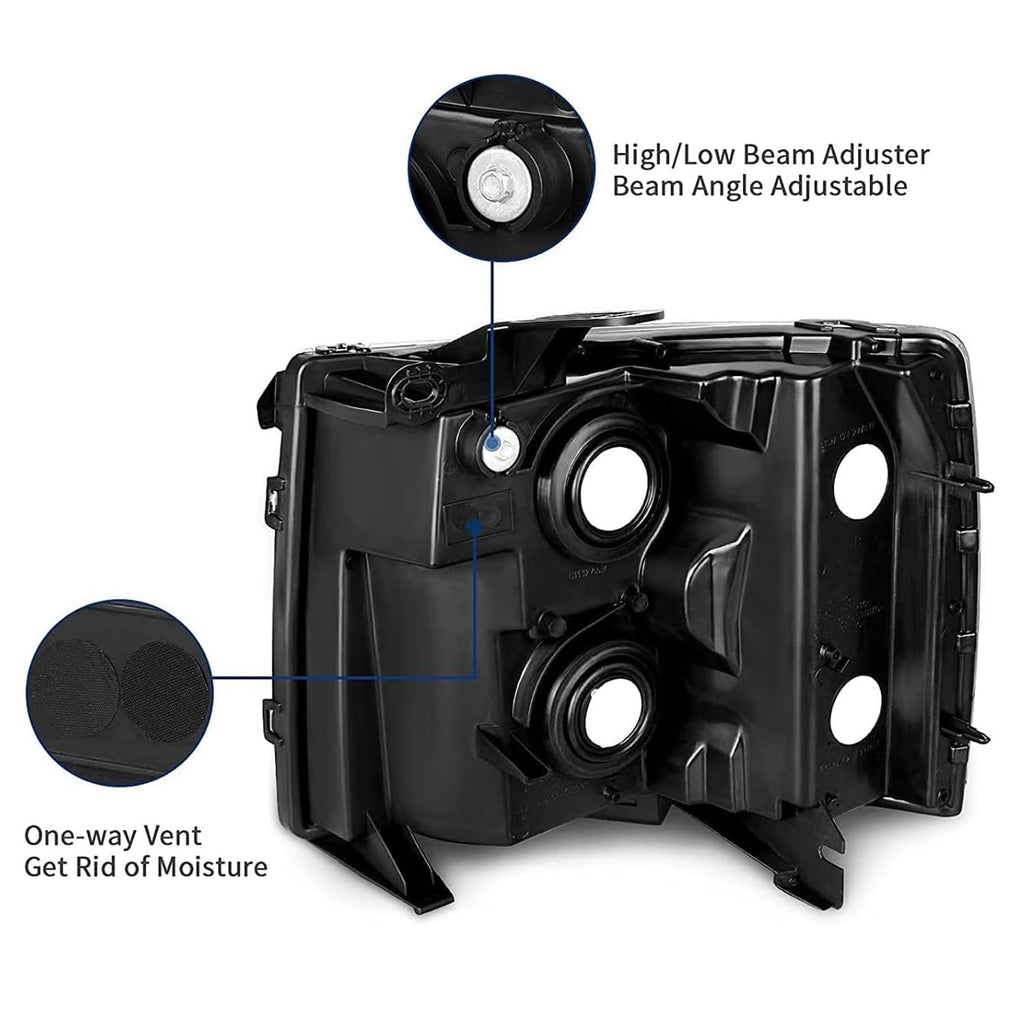 Headlight Assembly Set Compatible with 2007-2013 Chevy Silverado 1500