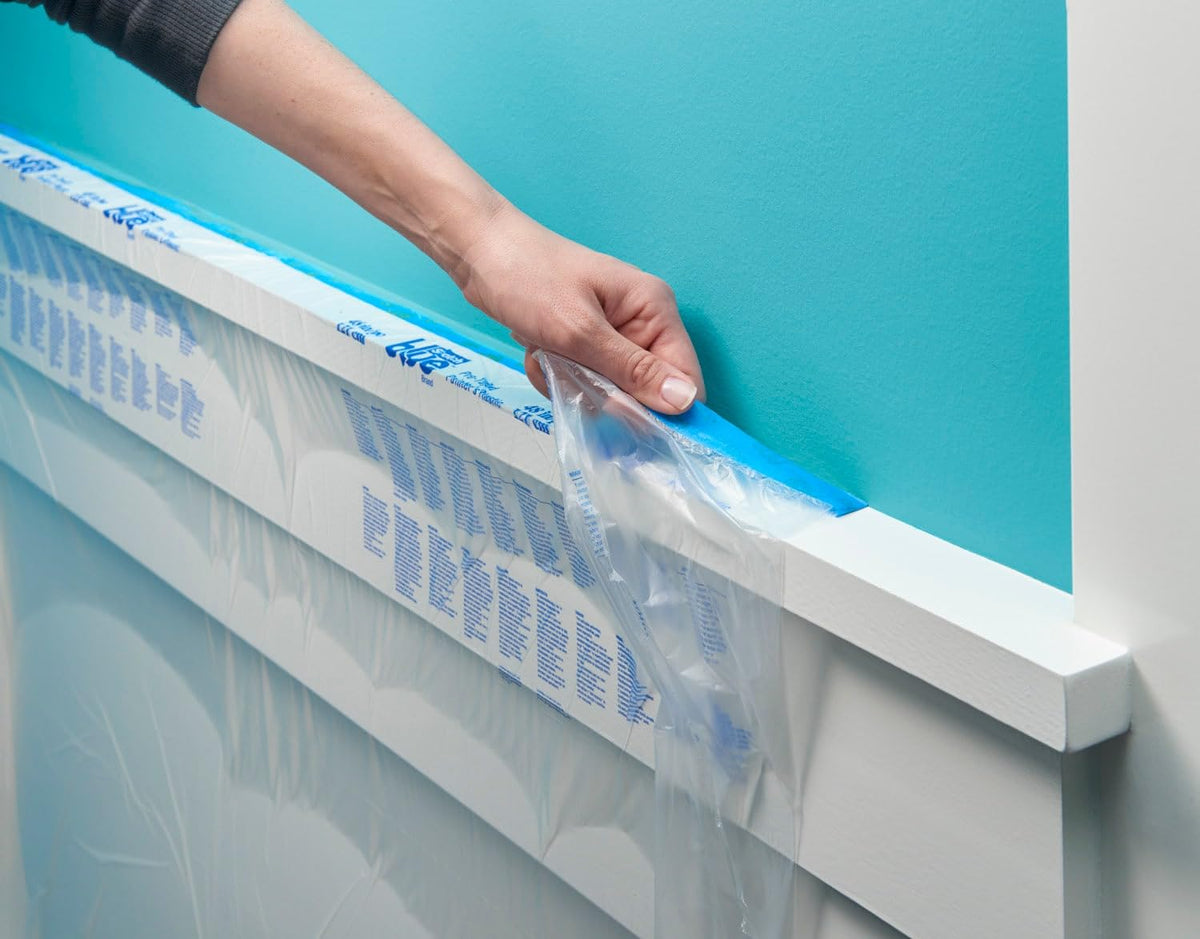 Pre-taped Painter's Plastic with Dispenser, Unfolds to 48 inches by 30 yards,PTD2093EL-48