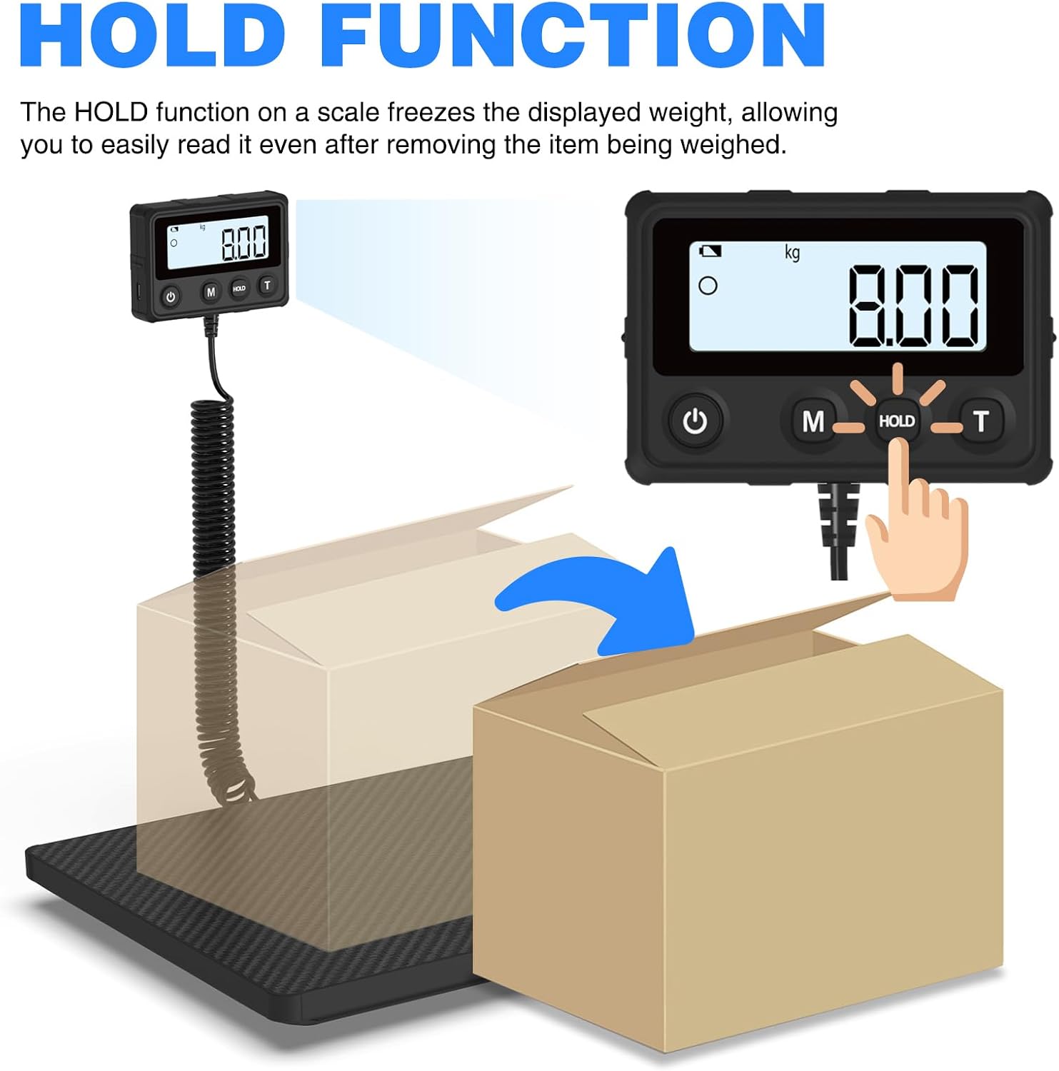 Shipping Scale 440LB/10g Accuracy, Postal Scale for Packages | with Hold and Tare Funtion, Digital Postage Scale for