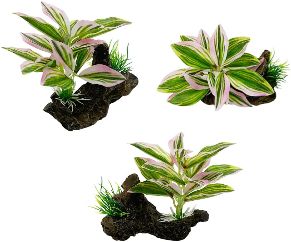 Fish Tank Decorations Aquarium Decor Ornaments Betta Pink/Green Leaf Pad Hammock Artificial Driftwood Goldfish Bowl