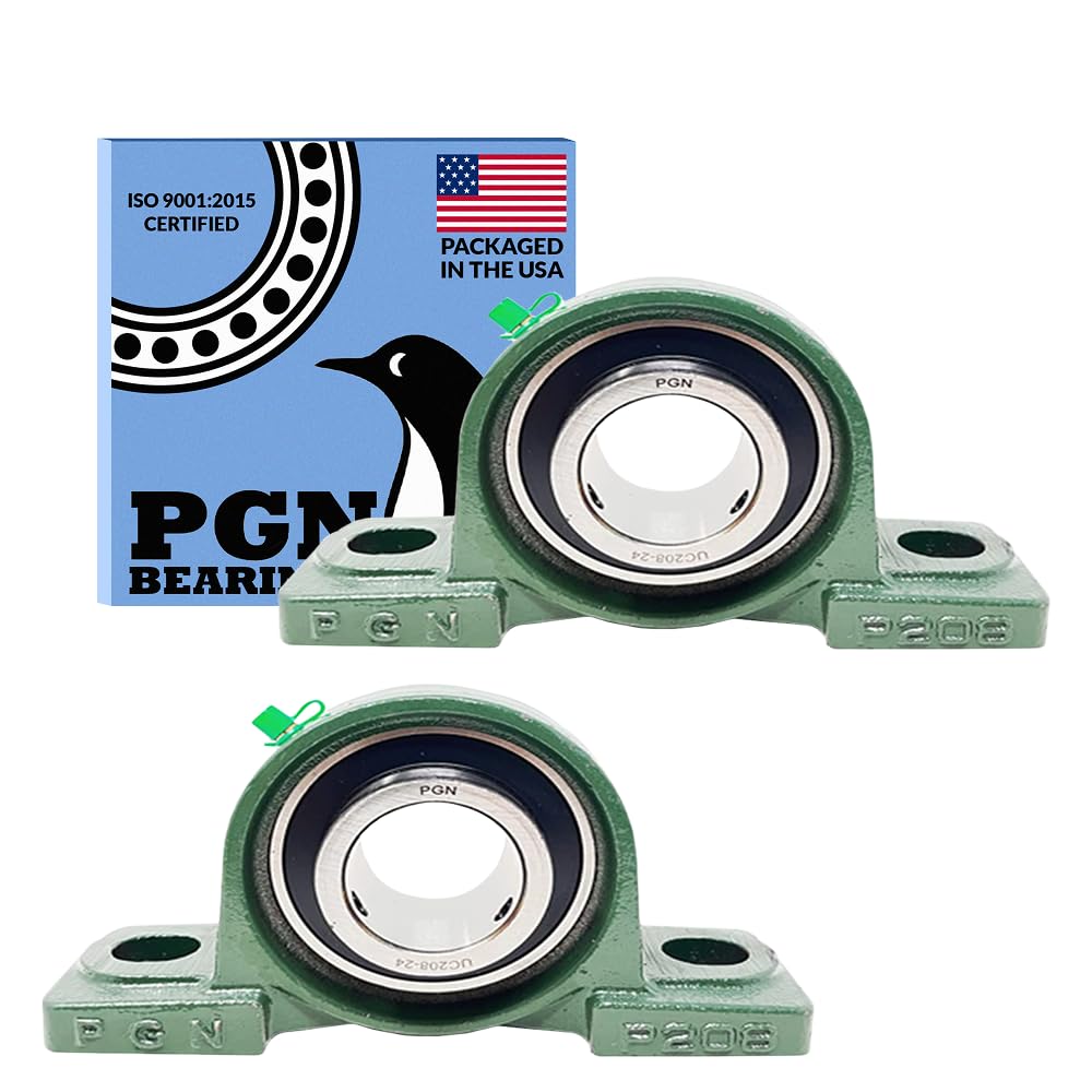 PGN UCP208-24 (2 Pack) Pillow Block Bearing - 1 1/2" Bore Self-Aligning