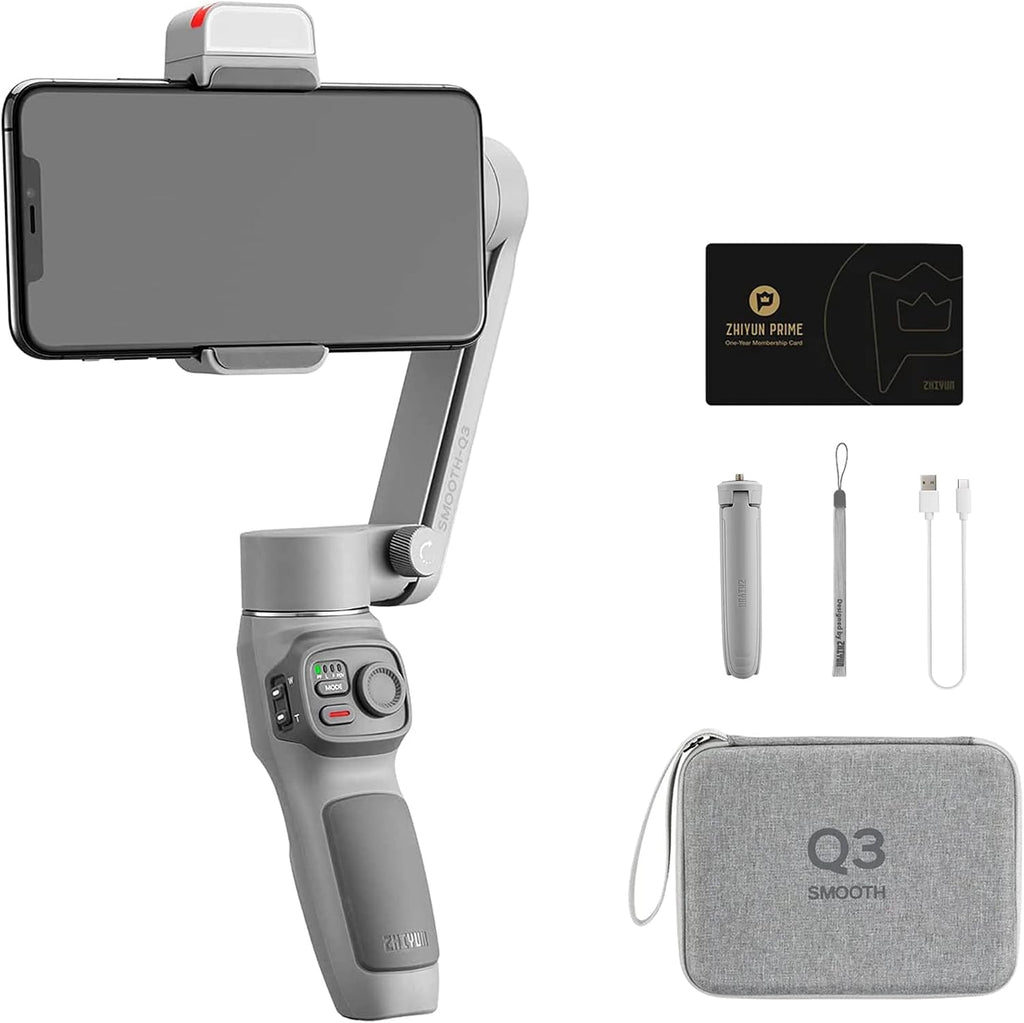 Zhi yun Smooth Q3 Combo 3-Axis Handheld Gimbal Stabilizer with Carry Bag for Smartphone Foldable Phone Gimbal Light