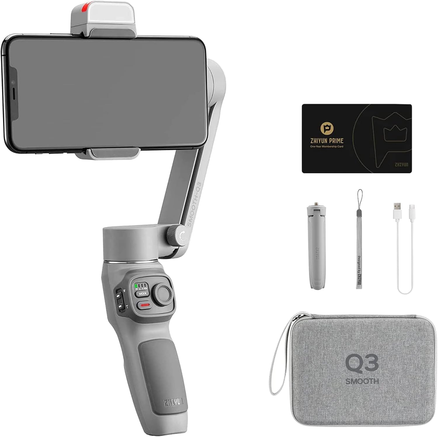 Zhi yun Smooth Q3 Combo 3-Axis Handheld Gimbal Stabilizer with Carry Bag for Smartphone Foldable Phone Gimbal Light