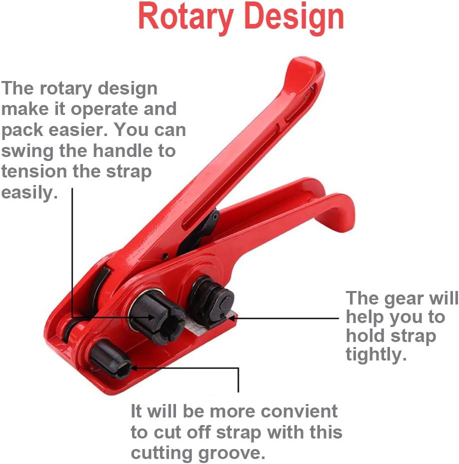 Binding Tool Kit for Strapping with 200 Strapping Seals | Poly Strapping Tensioner Cutter & Sealer Manual Banding