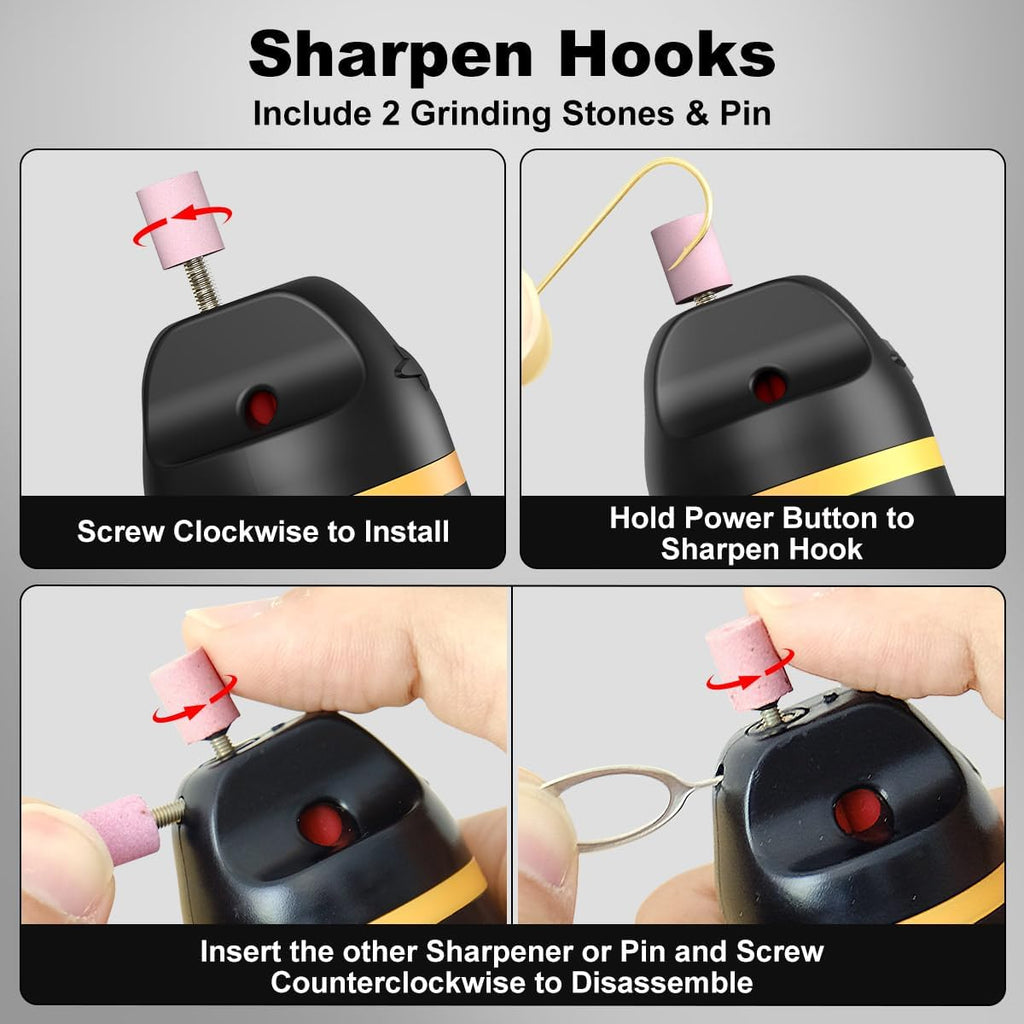Fishing Line Stripper & Scissors Kit, Electric Hook Sharpener | Portable Fish Braided Line Remover & Unwinding Tool