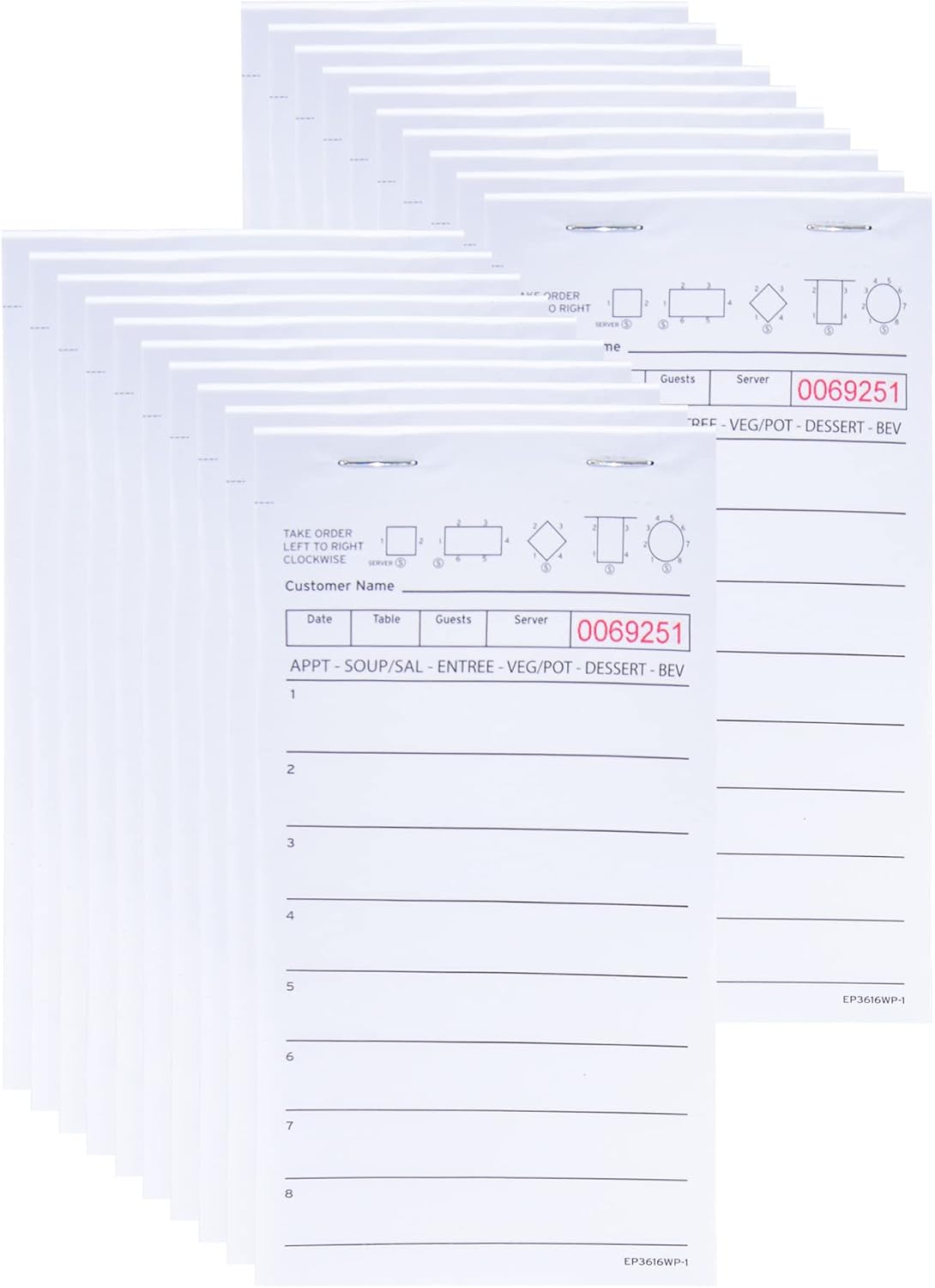 Guest Check Pads Total 1000 Sheets Waitress Notepad (20 Pads)