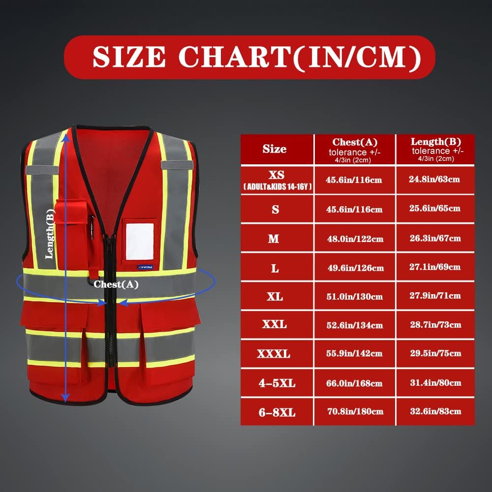 11 color High Vis Reflective Safety Vest for Women Men Pocket Zipper ANSI/ISEA Standard