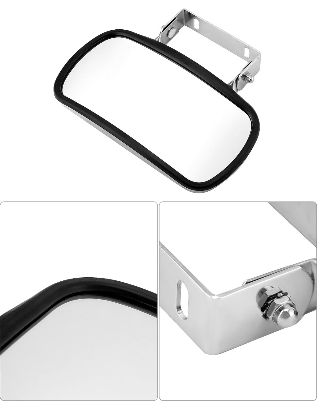 Stainless Steel Convex Mirror, Over Door Rectangular U-Bracket Rearview Mirror for Tractors, Forklifts, Trucks
