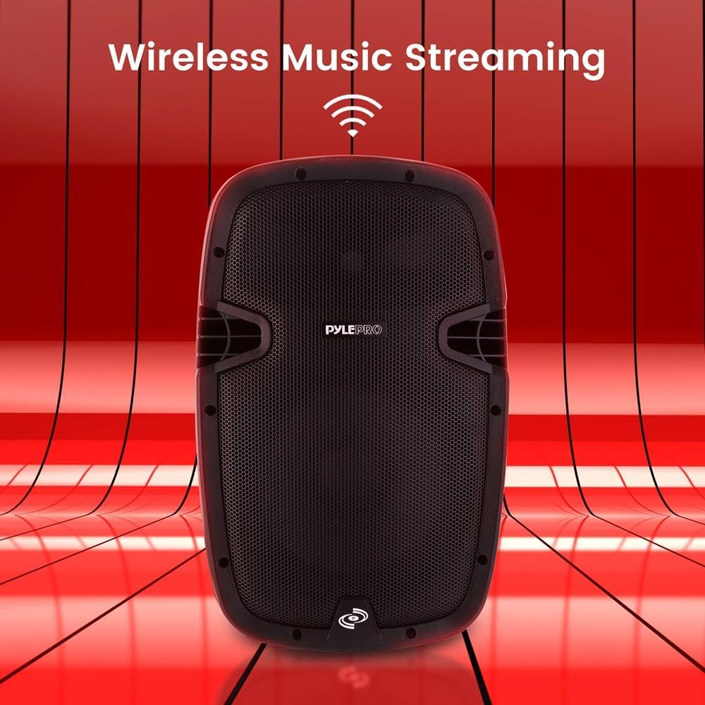 PRO 1000W Powered Bluetooth PA System Speakers - Active DJ Speakers with 10 Inch Subwoofer Monitor Speaker and