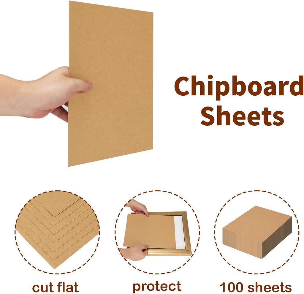 100 Pack 8x10 Chipboard Sheets, Kraft Cardboard for Shipping