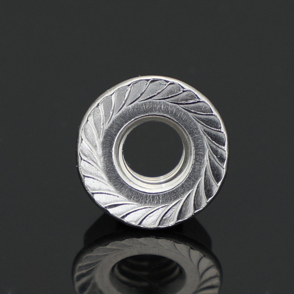 3/8-16 Serrated Flange Hex Lock Nuts, Stainless Steel 18-8 (304), Bright Finish, 10 PCS