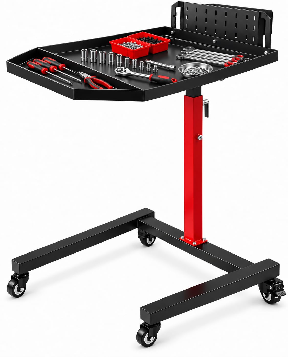 BESTOOL Rolling Work Table, 32–50 in Adjustable Height, Locking Casters
