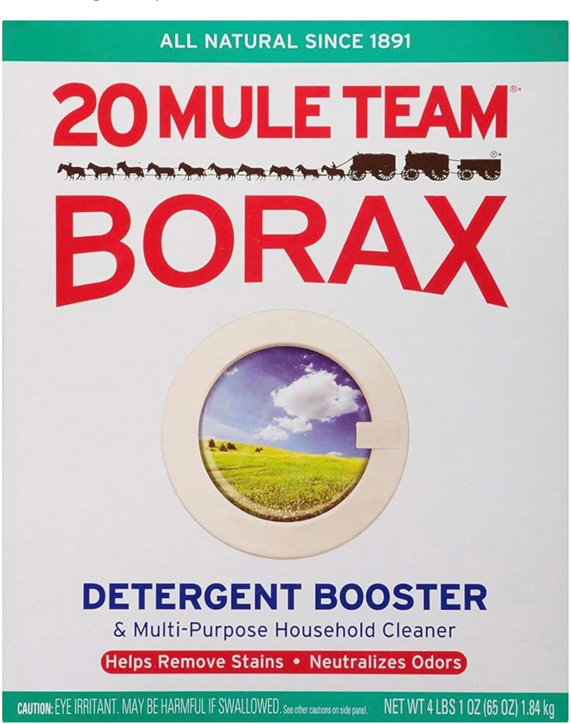 Borax 20 Mule Team Detergent Booster, 65 Oz. (4LB), Unscented