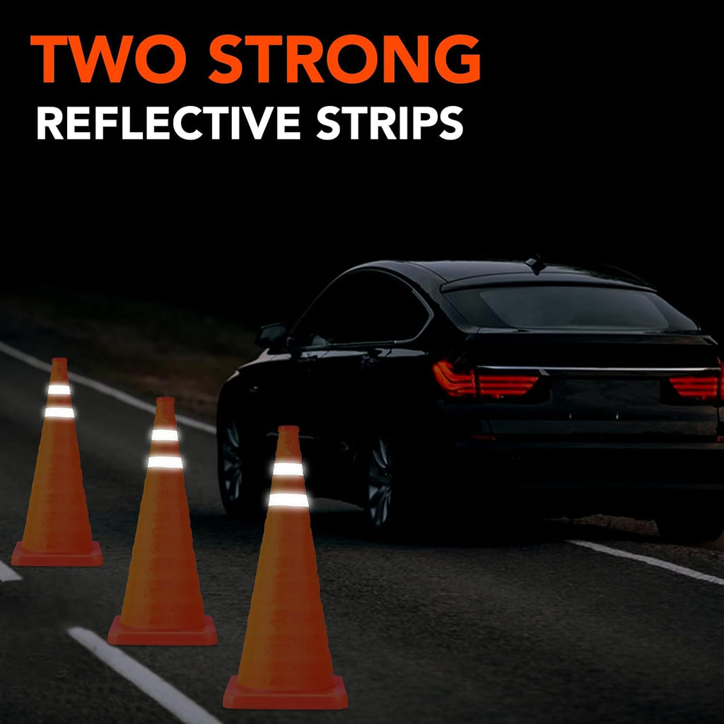 28 Inch 4 Pack Traffic Cones with Storage Bag, Collapsible Safety Cones, Multi Purpose Pop-up Cones with Reflective