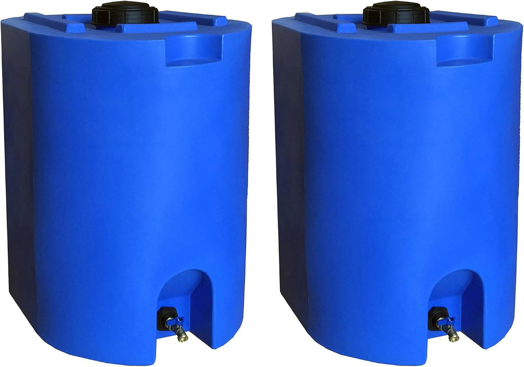 55 Gal Stackable Design Utility Water Tank with Large Cap (2 Pack) | Emergency Water Storage Tank with Large Cap and
