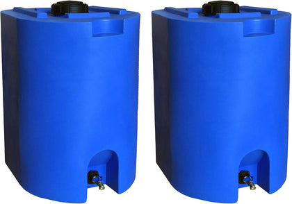 55 Gal Stackable Design Utility Water Tank with Large Cap (2 Pack) | Emergency Water Storage Tank with Large Cap and
