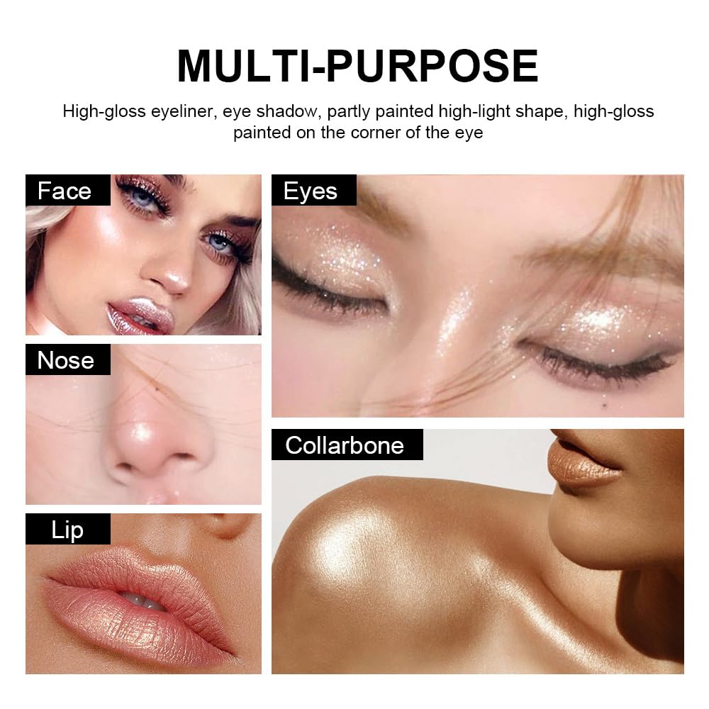 Black Eyeshadow Stick Makeup, Long-Lasting Waterproof Eye Shadow Pencil, Hypoallergenic Smudge-Proof Glitter Primer