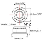 Wanyifa Titanium Flanged Head Metal Lock Nut (M12 Pitch 1.25mm, Gold)