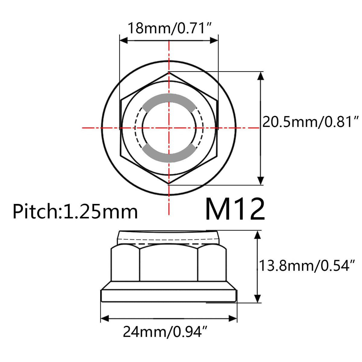 Wanyifa Titanium Flanged Head Metal Lock Nut (M12 Pitch 1.25mm, Gold)