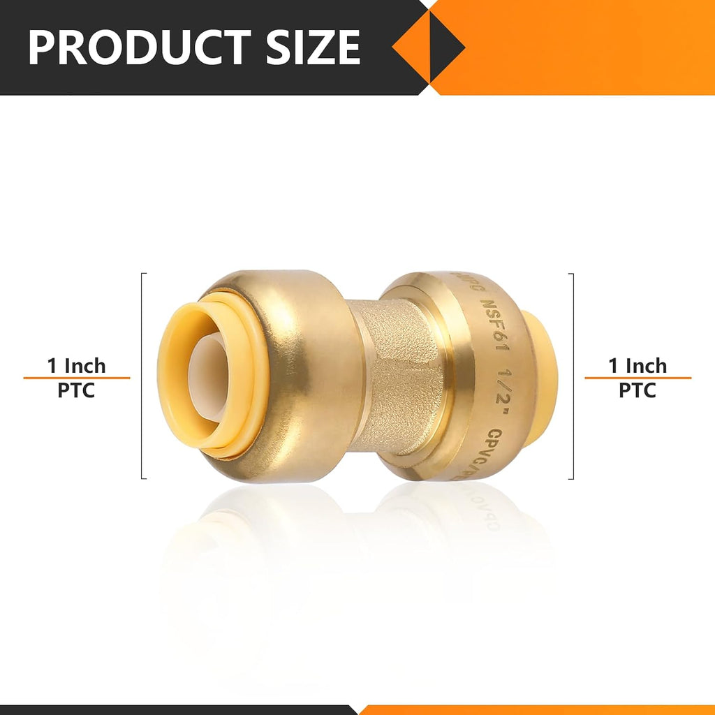 5PC HeSun 1" x 1" Push to Connect Coupling(PF009-5)