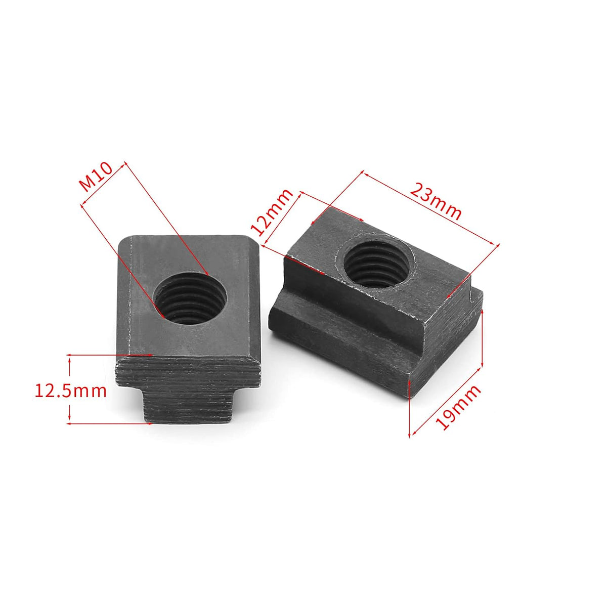 M10 T-Slot Nut, Black Oxide Finish, 5 PCS, 3/8 Threads