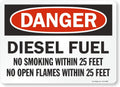 U9-2495-ND_10x14 Adhesive Vinyl OSHA Safety Sign, Legend "Danger: Diesel Fuel No Smoking", 10" high x 14" wide
