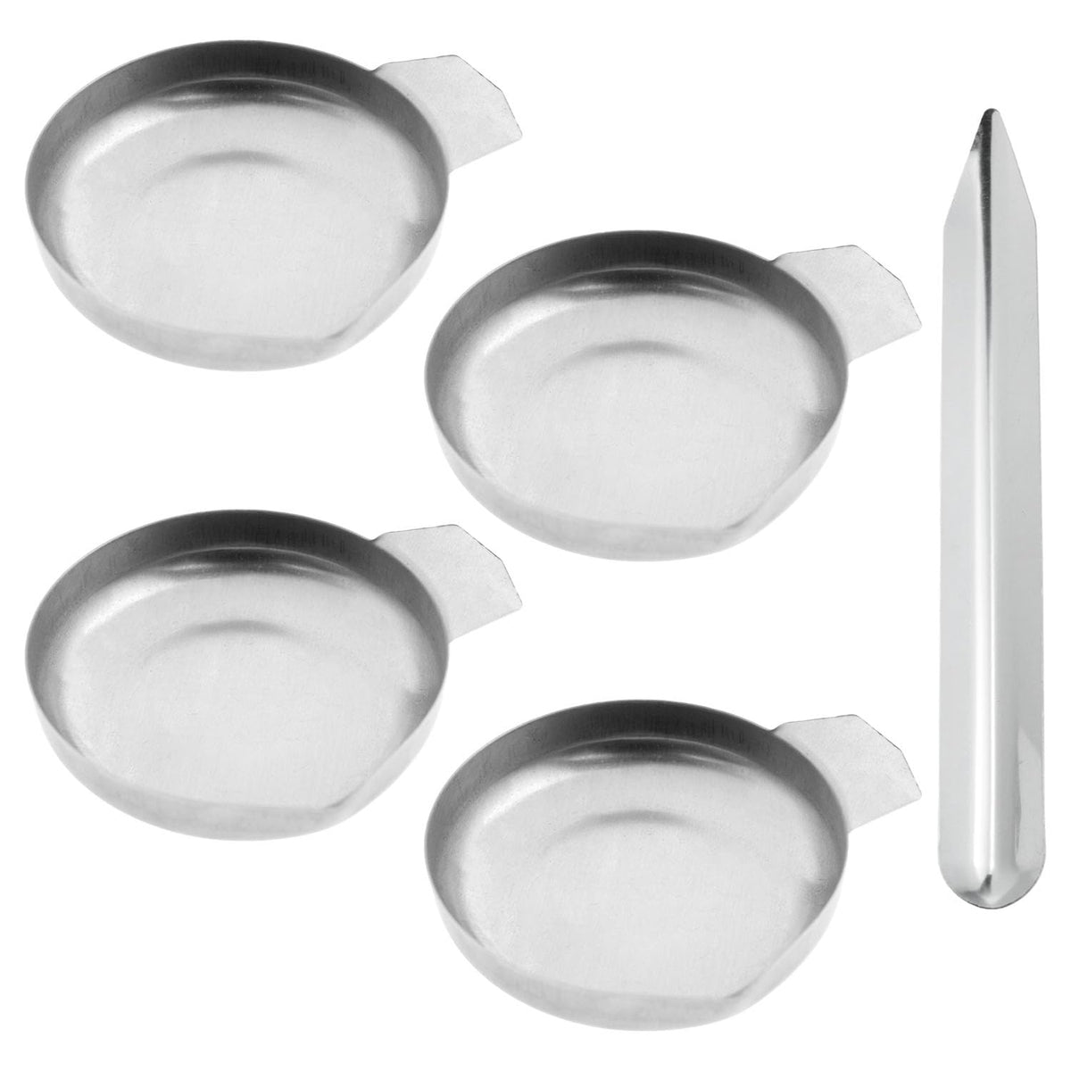 5 Pcs Silver Set, Includes 4 Electronic Scale Trays and 1 Scoop