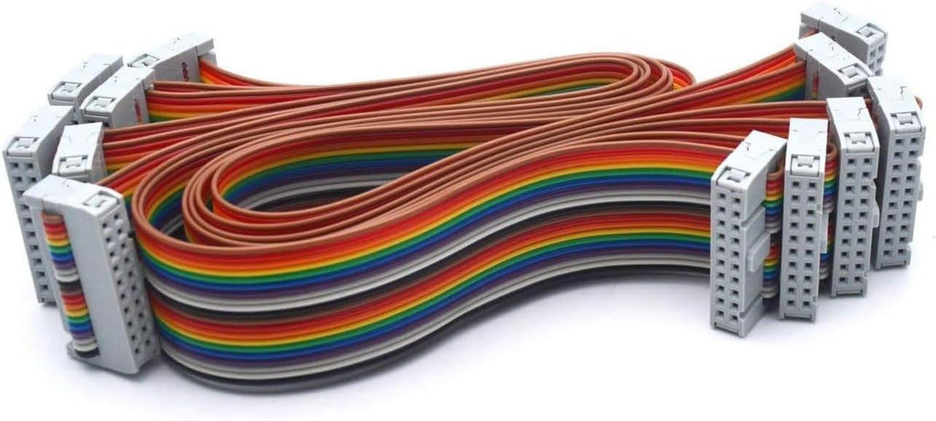Antrader 1Ft 20Pin IDC Female-Female Connector Flat Rainbow Ribbon Cable