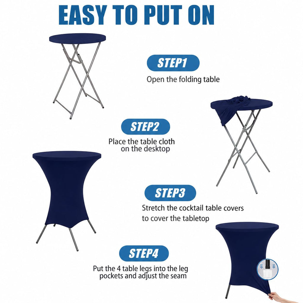 Cocktail Table Covers - 2 Pack 32x43 Inch Table Cloth - Navy Blue