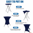 Cocktail Table Covers - 2 Pack 32x43 Inch Table Cloth - Navy Blue