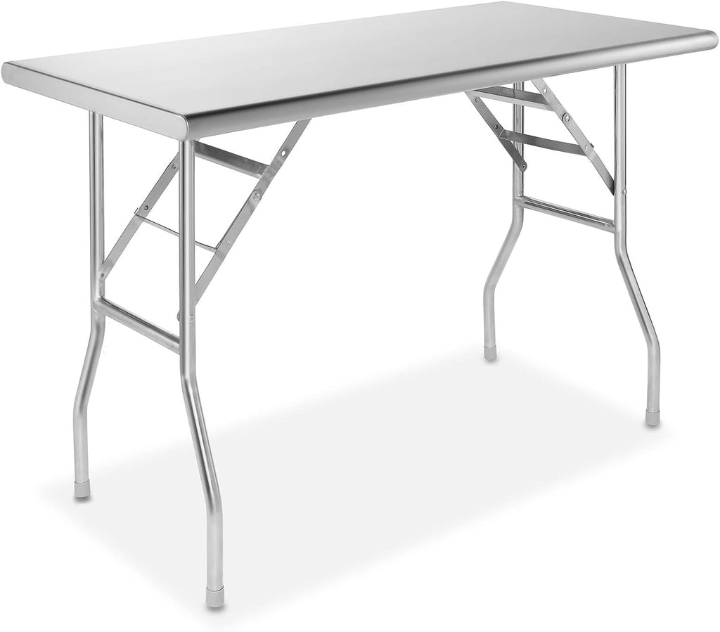 Stainless Steel Folding Table 48 x 24 Inch, NSF Kitchen Prep & Work Table