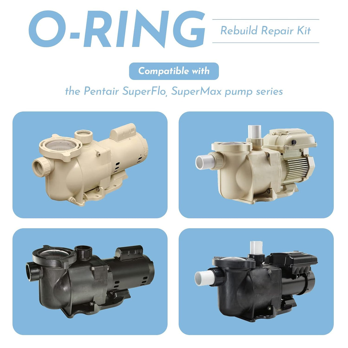 O-Ring Rebuild Repair Kit,for Pentair SuperFlo and SuperMax Pool Pumps Parts, Includes 2 Pump Union O-Rings, 2 Drain Plug O-Rings, Water Slinger, US Seal PS-200 Shaft Seal, and O-Ring Lube